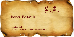 Hans Patrik névjegykártya