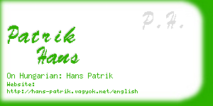 patrik hans business card